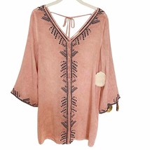 Altar’d State Pink Boho Embroidered Tunic Dress Medium - £29.28 GBP