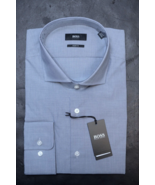 HUGO BOSS Hombre Marca Sharp Fit Azul Escocesa Algodón Camisa 43 17 34/35 - $64.13