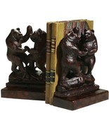 Bookends Bookend MOUNTAIN Lodge Dancing Bears Oxblood Red Resin Hand-Pai... - £297.41 GBP