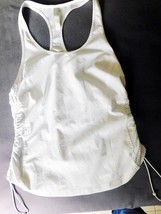 Tank Top ATHLETA White Mesh Racer Back Side Cinched Workout Size XXS (tld) - £16.44 GBP