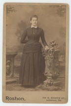 Antique Circa 1880s Cabinet Card Beautiful Young Woman Button Dress Lebanon, PA - £7.46 GBP