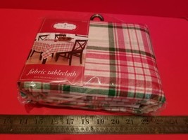 Home Holiday Fabric Tablecloth 60 x 120 Christmas Green Red Plaid Table Cloth - £14.18 GBP