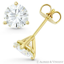 Round Cut Forever Classic Moissanite 14k Yellow Gold 3Pr Pushback Stud Earrings - £134.68 GBP+
