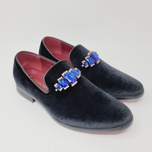 Alberto Fellini Mens Loafers Sz 6.5 Sparko Black Velvet Embellished Dress Shoes - $34.87