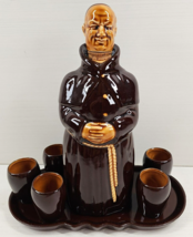 Beswick Monk Decanter Shot Cups Tray Set Vintage Figurine Staffordshire England - £55.29 GBP
