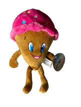 NWT Kellytoy Ice Cream Cone Embroidered Face Lovey 13&quot; Plush Stuffed Animal Toy - £7.87 GBP