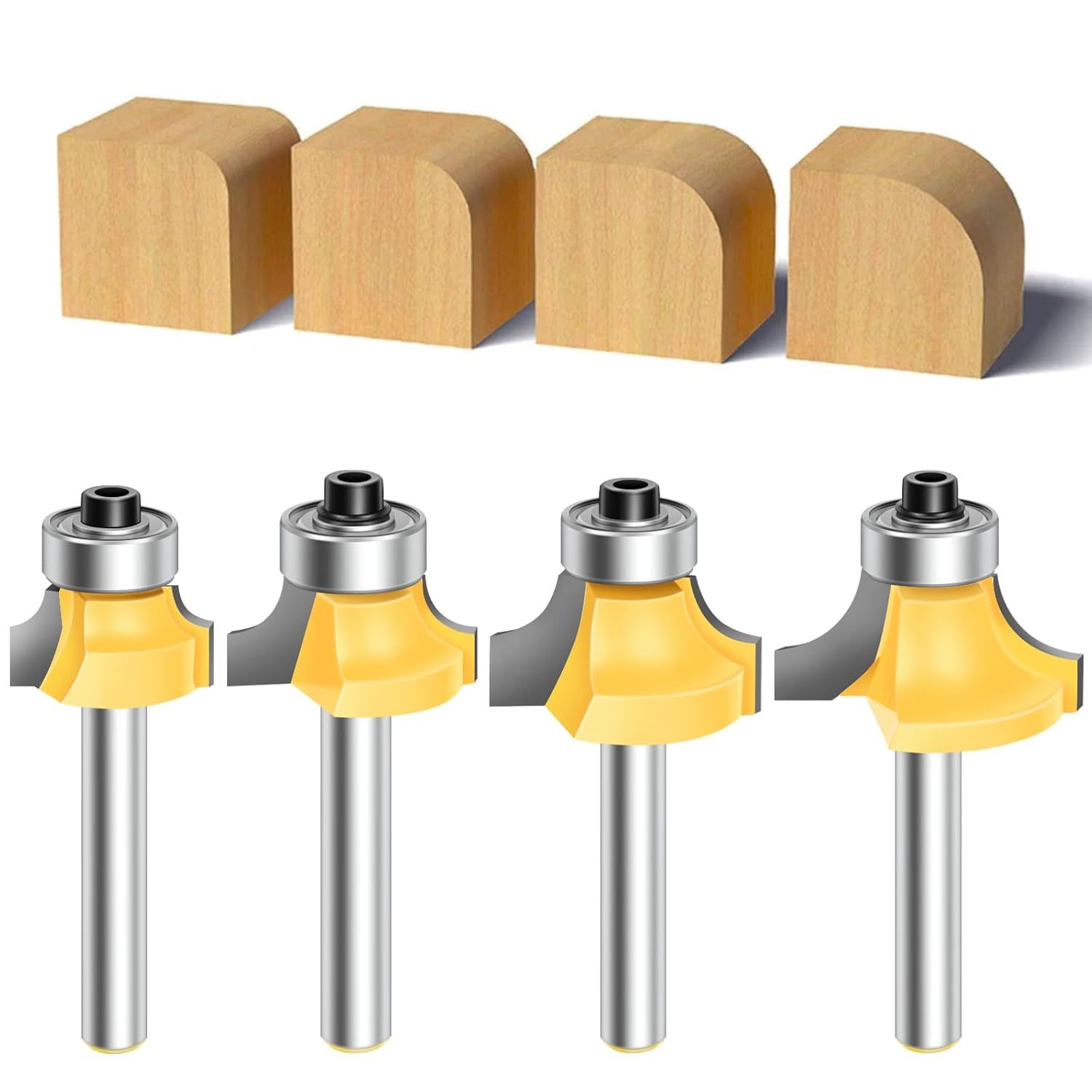 4Pcs Router Bit Set Feanron Router Bits 1/4 Inch Shank Set Cutting Diame... - $29.99