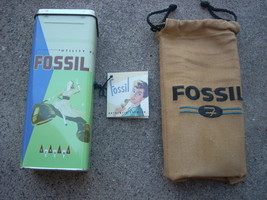  genuine fossil tin with sunglasses tag and cardboard inside - $19.99