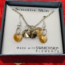 Swarovski Elements Jewelry Set Smokey Quartz Necklace And Earrings New S... - $19.98