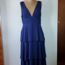 LuLu&#39;s Maxi Dress Blue Deep V Fully Lined Tiered Ruffles Wedding Formal ... - £52.03 GBP