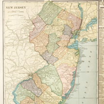 1917 New Jersey State Map Antique Atlas Of The World WW1 Era US DWUU1A - $225.37 MXN