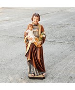 Saint Joseph with Child Wooden Statue, Life size Saint Sacred Religious ... - $60.01 CAD+