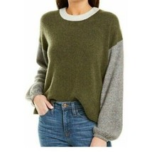 Madewell Payton Colorblock Sweater Wool Blend Green Gray Pullover SZ XS New - £39.79 GBP