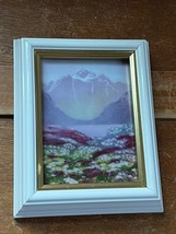 Porsgrund Norway Artist Signed Beautiful Mountains w Field of Flowers Ar... - $33.34