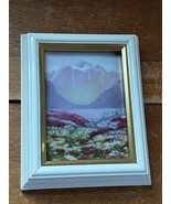 Porsgrund Norway Artist Signed Beautiful Mountains w Field of Flowers Ar... - $33.34