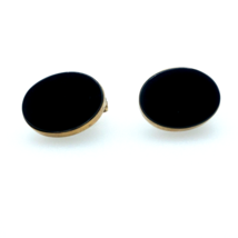 Winard Black Oval Onyx(?) Earrings 1/2 12KT Gold Filled Clip On 3/4&quot; X 1/2&quot; - £37.89 GBP
