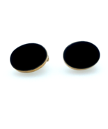 Winard Black Oval Onyx(?) Earrings 1/2 12KT Gold Filled Clip On 3/4&quot; X 1/2&quot; - $47.41