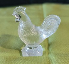 Vintage Alley Agate Co. Clear Stippled Glass Miniature Rooster Figurine ... - $7.91