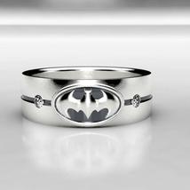 0.16Ct Round Cut Simulated Diamond Batman Men&#39;s Ring Band925 Silver Gold Plated - £67.52 GBP