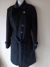 Calvin Klein women&#39;s wool blend double breasted belted black pea coat 6 - £73.95 GBP
