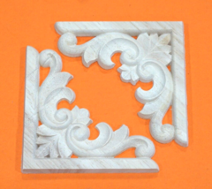 2 Wood Carved Corner Onlay Applique Frame Moulding Molding Pair Trim 4&quot; ... - £8.23 GBP
