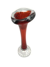 Artisan Hand Blown Glass Bud Vase Red 7.5&quot; - $11.39