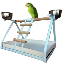 Bird Small Parrot Metal Playstand Play Gym With Stainless Steel Cups -293 - £58.49 GBP