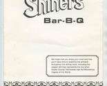 Shiners Bar B Q Menu Cosby Highway Newport Tennessee 1990&#39;s - $17.82