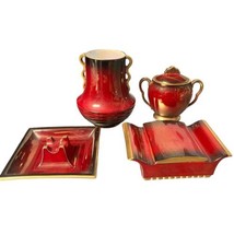 Vintage Carlton Ware Rouge Royale Ceramic Made in England Lot Of 4 Red A... - £36.72 GBP