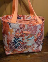 Vera Bradley Large Drawstring Family Beach Tote, Shore Thing Coral 15&quot;x1... - $43.36