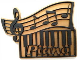 Piano and music notes wall hanging - Custom laser cut sign gift for musi... - $16.00