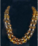 Vintage Crown Trifari Necklace Lucite Amber Blk Stripe Cube Beaded Neckl... - $817.66 MXN