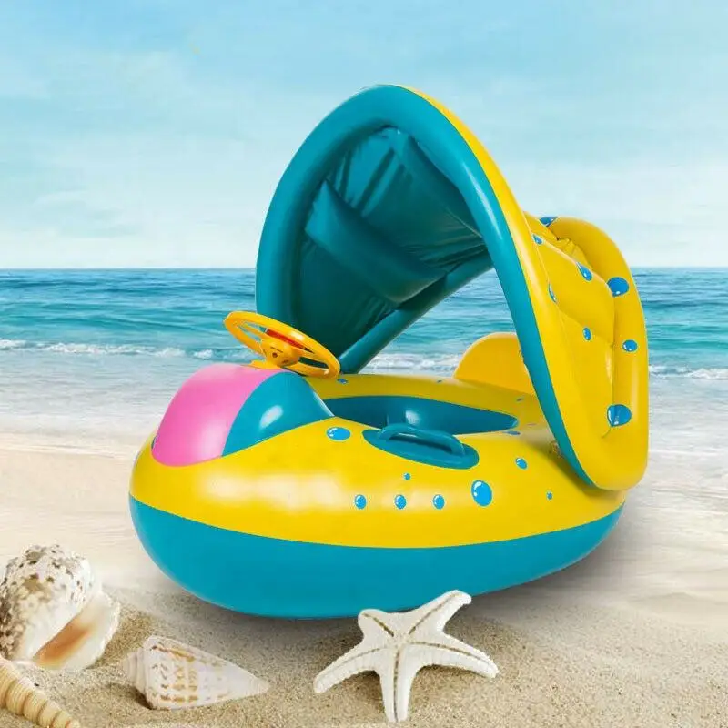 Baby Inflatable Swimming Rings Seat for 1-4Y Children Floating Sun Shade Swim - £11.67 GBP+