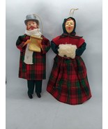 Caroling Pair Doll Hanging Christmas Plastic Ornaments 9&quot; - $20.47 CAD