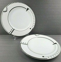 2 Studio Nova Soho Loft Chop Plates Set 13&quot; Black Geometric Art Deco Platter Lot - £61.76 GBP