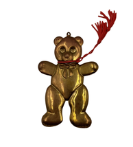 Brass Teddy Christmas Tree Holiday Ornament Vintage 4&quot; - $6.96