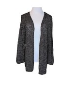 J Jill Black and White Textured Knit Open Cardigan Women’s Size Medium P... - $12.80 CAD