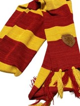 Gryffindor Harry Potter Licensed Red Gold Striped Scarf Faux Leather Patch - £13.12 GBP