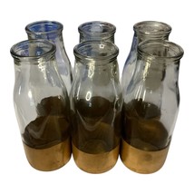 Set Of 6 Gold-Dipped Glass Milk Bottles - Vintage Style Decorative Vases Or Drin - $384.53 MXN