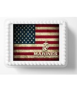 1/2 Sheet Marines Congratulations Happy Birthday Edible Cake Topper Amer... - £21.07 GBP