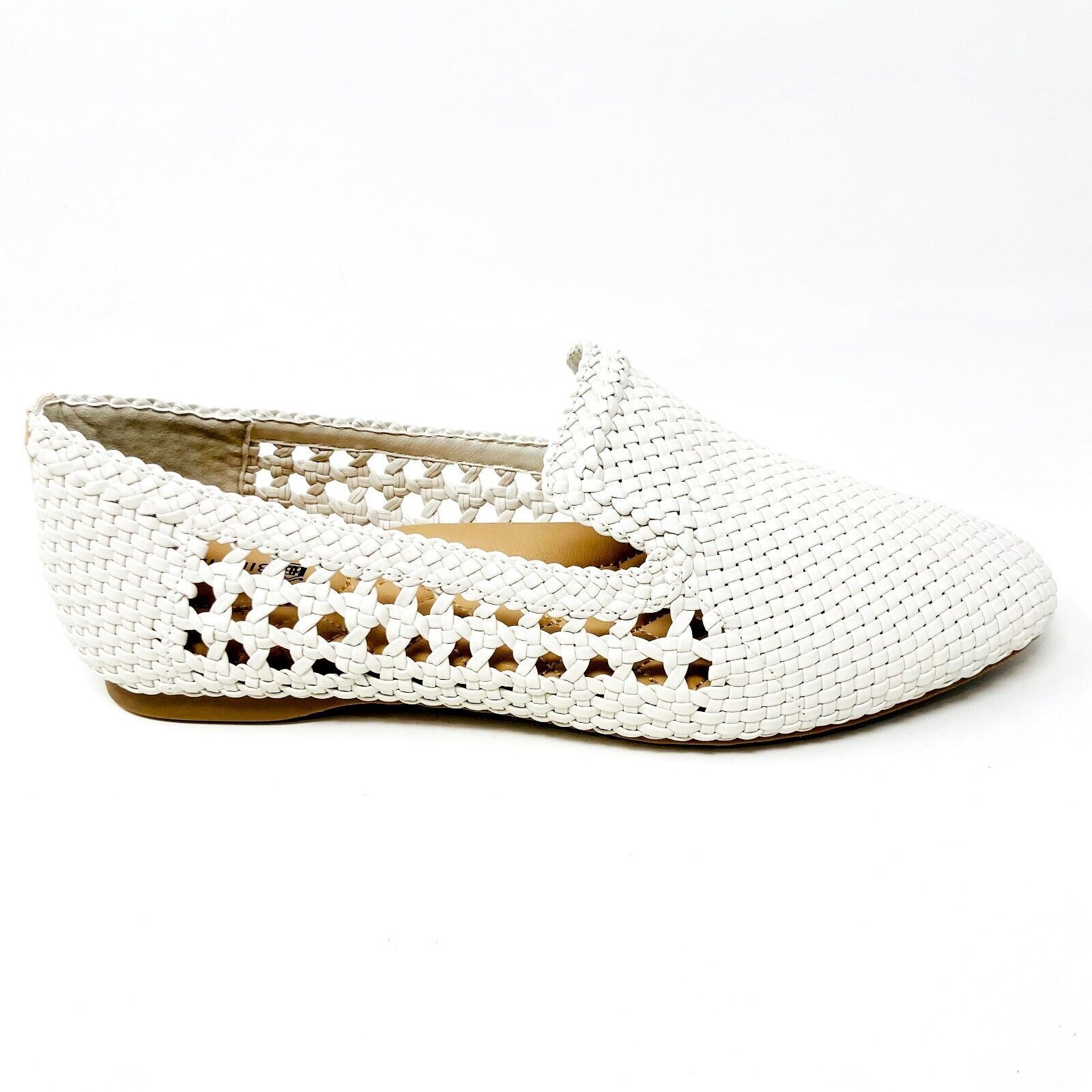 Birdies The Starling White Woven Womens Vegan Leather Slip On Flats Loafers