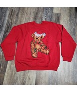 Vintage Tultex 90&#39;s Red Bear Winter Holiday Christmas Grandma Sweatshirt... - $16.44