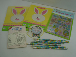 Vintage Easter Lot Bunny Pencils Egg Danglers Bracelet Stickers Bags Mag... - £8.03 GBP