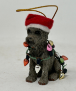 Scotty Dog Ornament With Santa Hat and Fake Light String 2.5 Inches Tall - £10.12 GBP