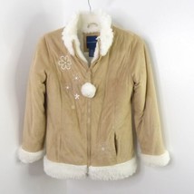 Falls Creek Girl&#39;s L 10/12 Faux Suede Microfiber Embroidered Fur Lined Coat - $9.00