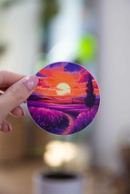 Sunset Lavender Field Sticker - 3x3 Inch // Waterproof &amp; Durable Vinyl Sticker / - £2.34 GBP