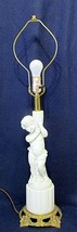 Antique White Bisque Porcelain Cherub Column with Gilt Bronze Base Table Lamp  - £143.88 GBP