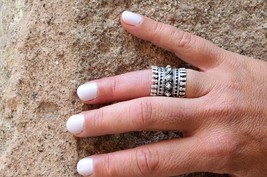 Gypsy Queen Ring, Open Tribal Ring, Silver Chunky Ring, Big Ornate Ring - £15.98 GBP