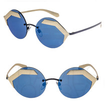 Bvlgari Serpenteyes BV6089 Gold Blue Mirrored Metal Round Flat Sunglasses 6089 - £184.05 GBP