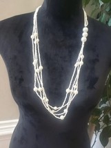 Women&#39;s White Multilayer Bubble Bead Chunky Statement Necklace - £19.75 GBP